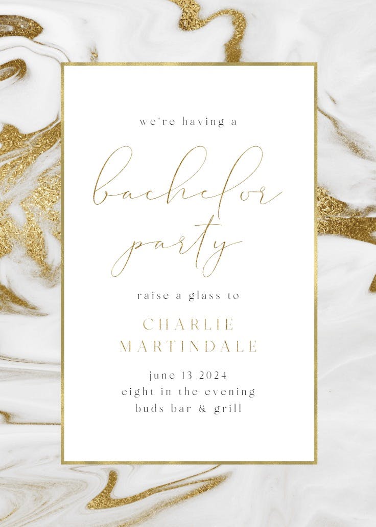 Marble frame - bachelor party invitation